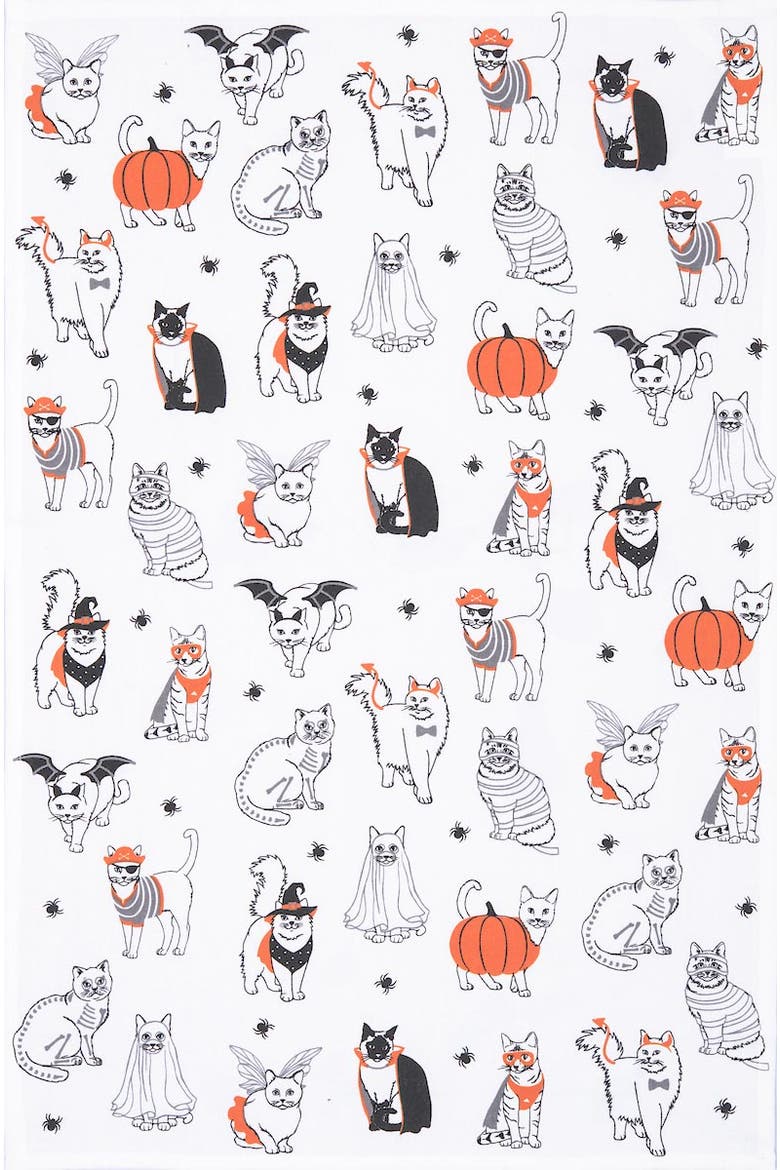 Halloween Costume Cats 100% Cotton Flour Sack Dishtowel, Alternate, color, White