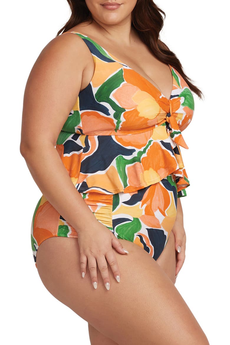 De L'Hortus Chagall Peplum Bikini Top, Alternate, color, ORANGE