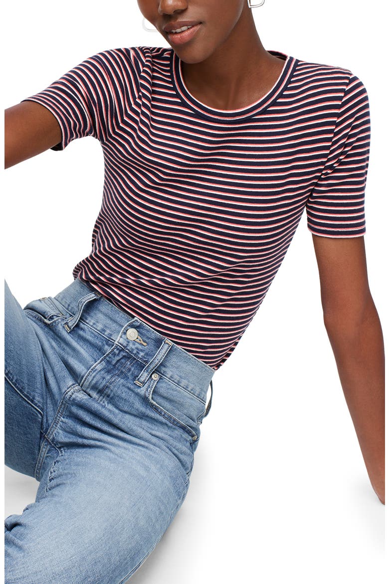 New Perfect Fit Tee, Main, color, GABI STRIPE NAVY MULTI