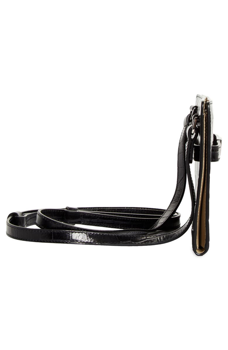 TOTEME Belted Croc Embossed Leather Crossbody Bag, Alternate, color, Black