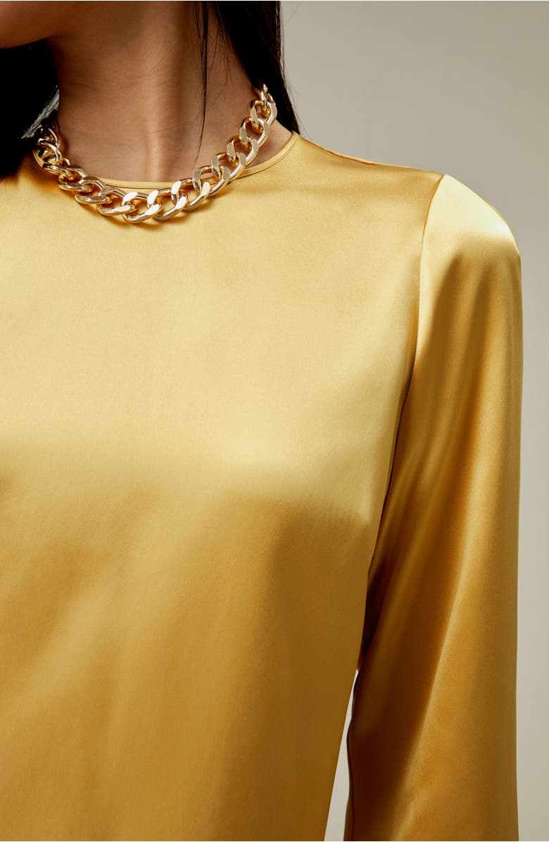 Lilysilk Minimalist Long Sleeve Silk Top, Alternate, color, Lemon Drop