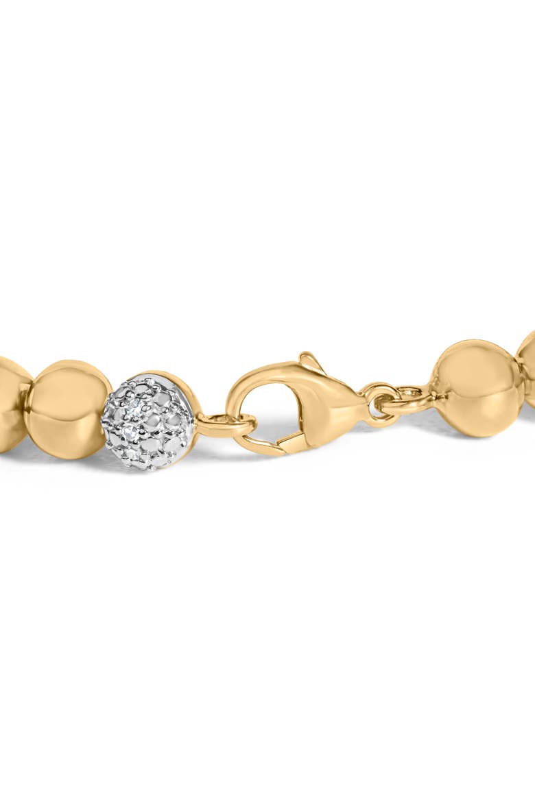 Gold Vermeil 1/5 Cttw Diamond Bold Dome Bead Link Bracelet, Alternate, color, Silver