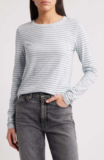 Rag & Bone The Slub Stripe Long Sleeve Cotton T-shirt In Multi
