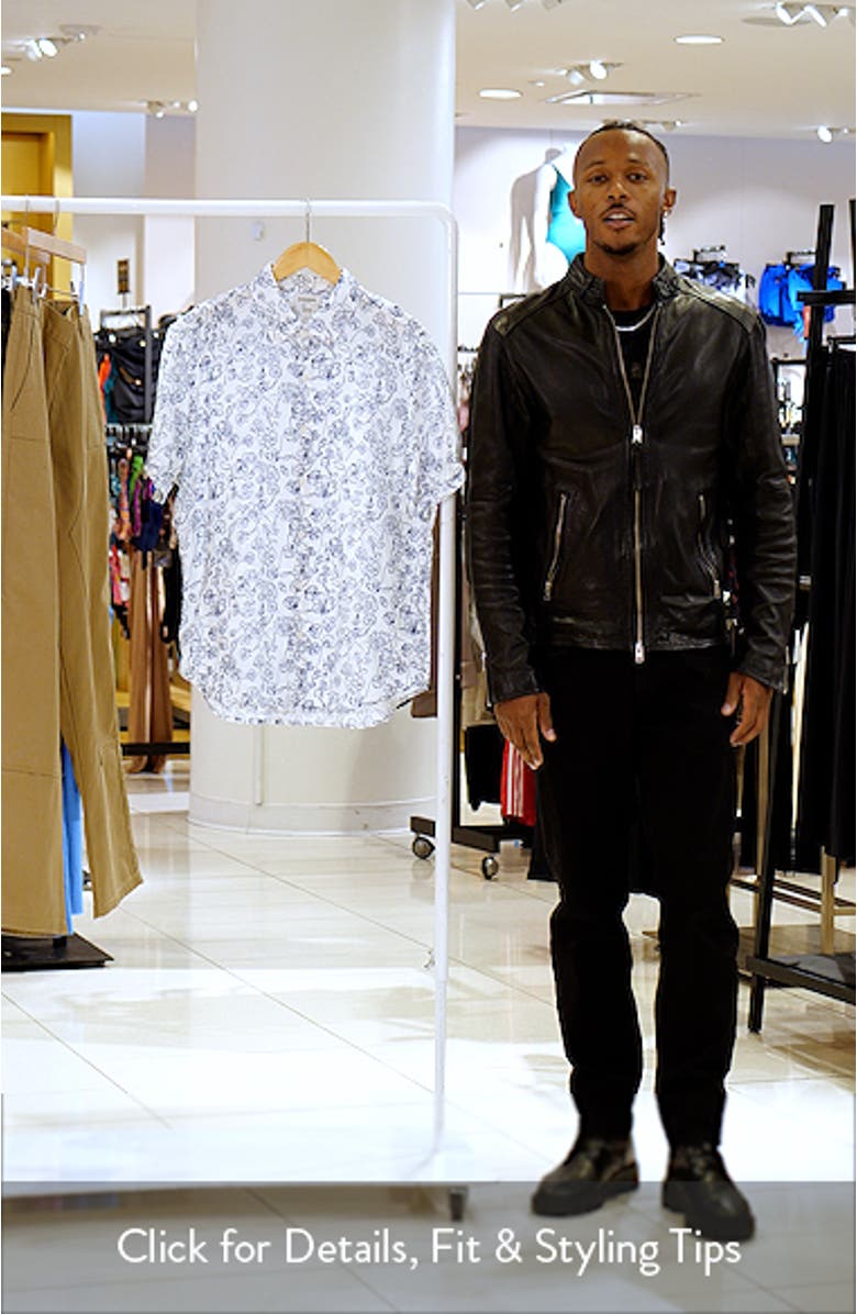 Riviera Slim Fit Floral Short Sleeve Linen Button-Down Shirt, sales video thumbnail