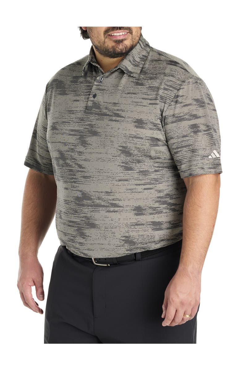 adidas Big & Tall Ultimate Textured Stripe Polo Shirt, Main, color, Carbon Black