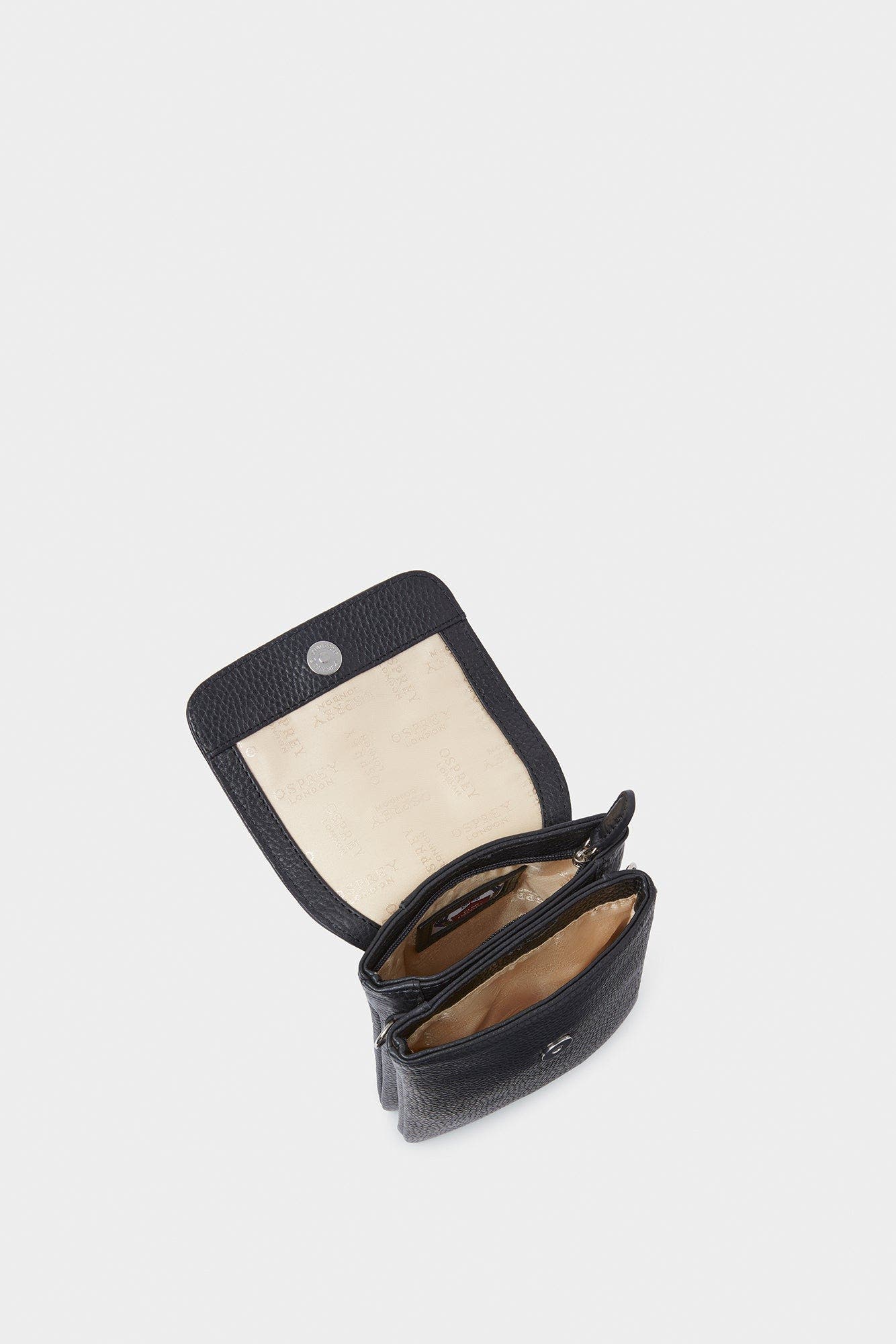 Osprey London The Madison Leather Phone Bag, Alternate, color, Black