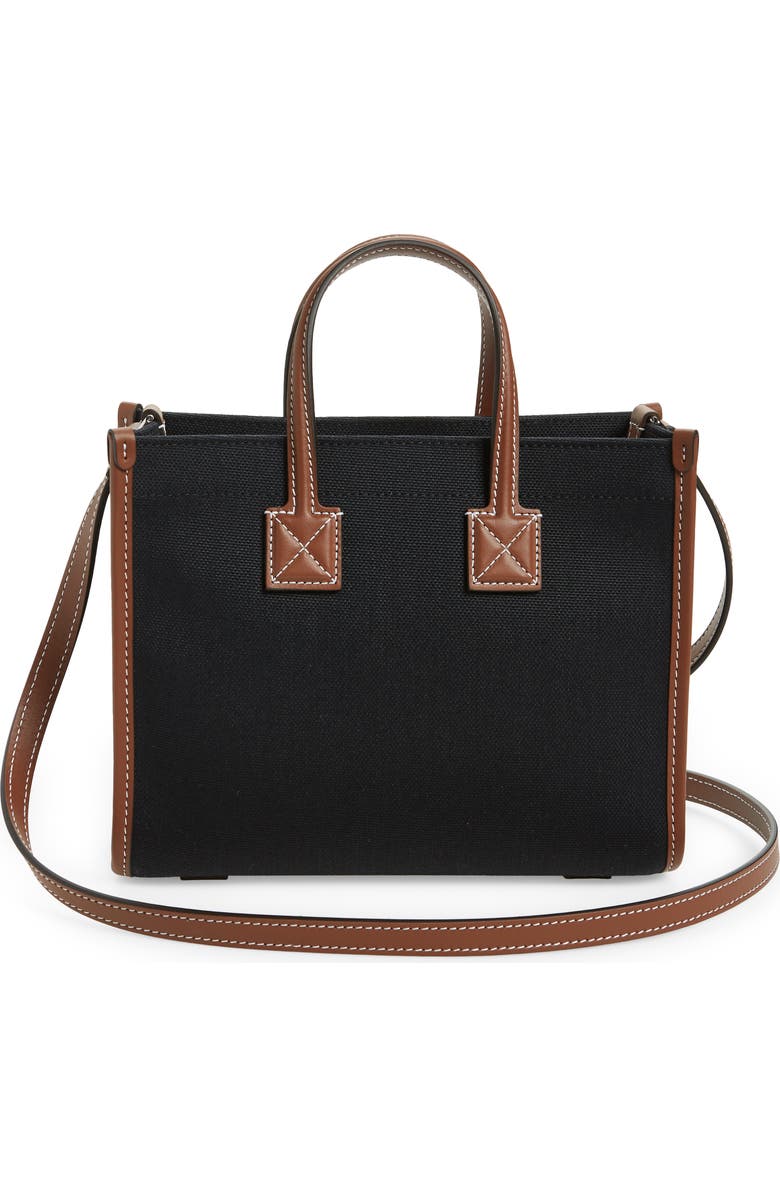 Burberry Mini Freya Horseferry Logo Canvas & Leather Tote, Alternate, color,