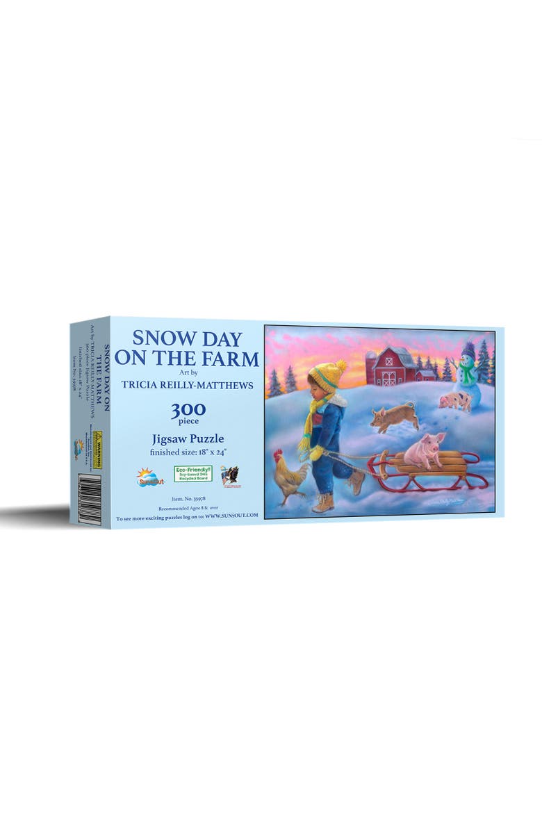 Snow Day on the Farm 300 piece Jigsaw Puzzle for Adults, Main, color, Multicolor