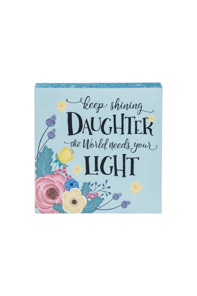 Keep Shining Decorative Wooden Plaque, Main, color, Blue