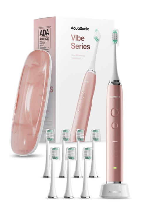 VIBE Series Charcoal Gray UltraSonic Whitening Toothbrush with 8 DuPont Brush Heads & Travel Case