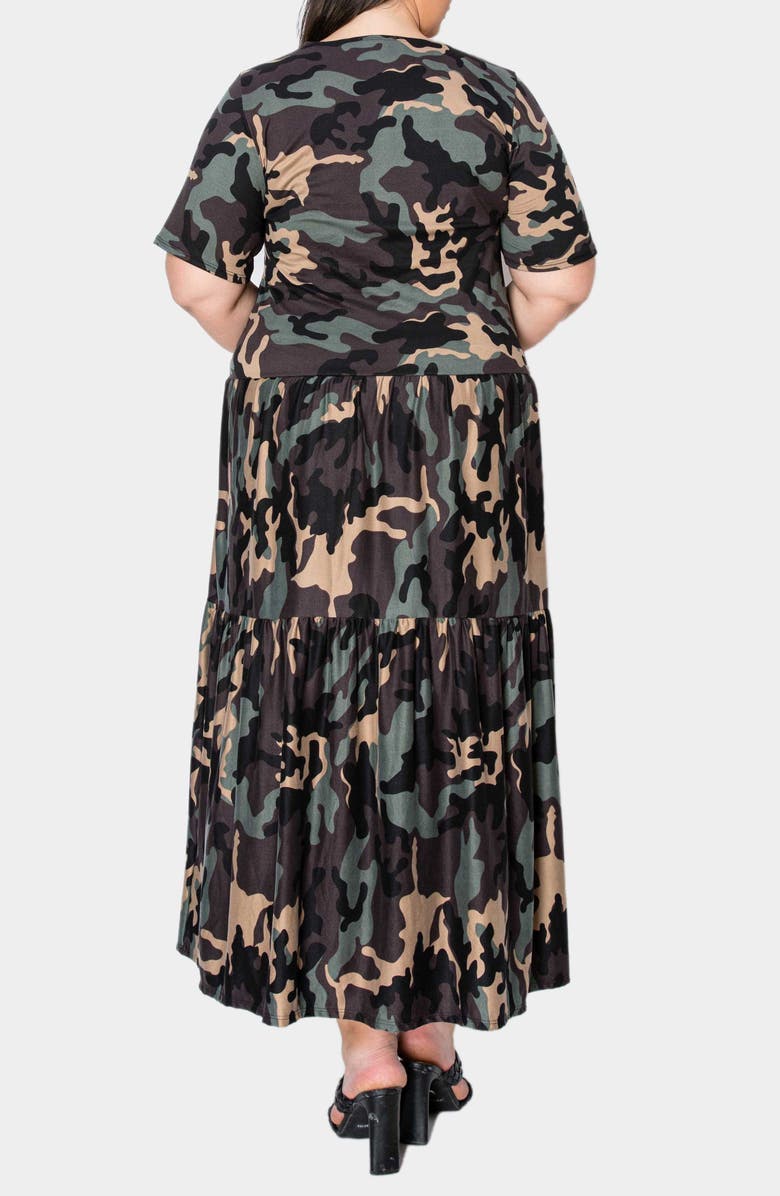 L I V D Remi Camo Tiered Maxi Dress, Alternate, color, 