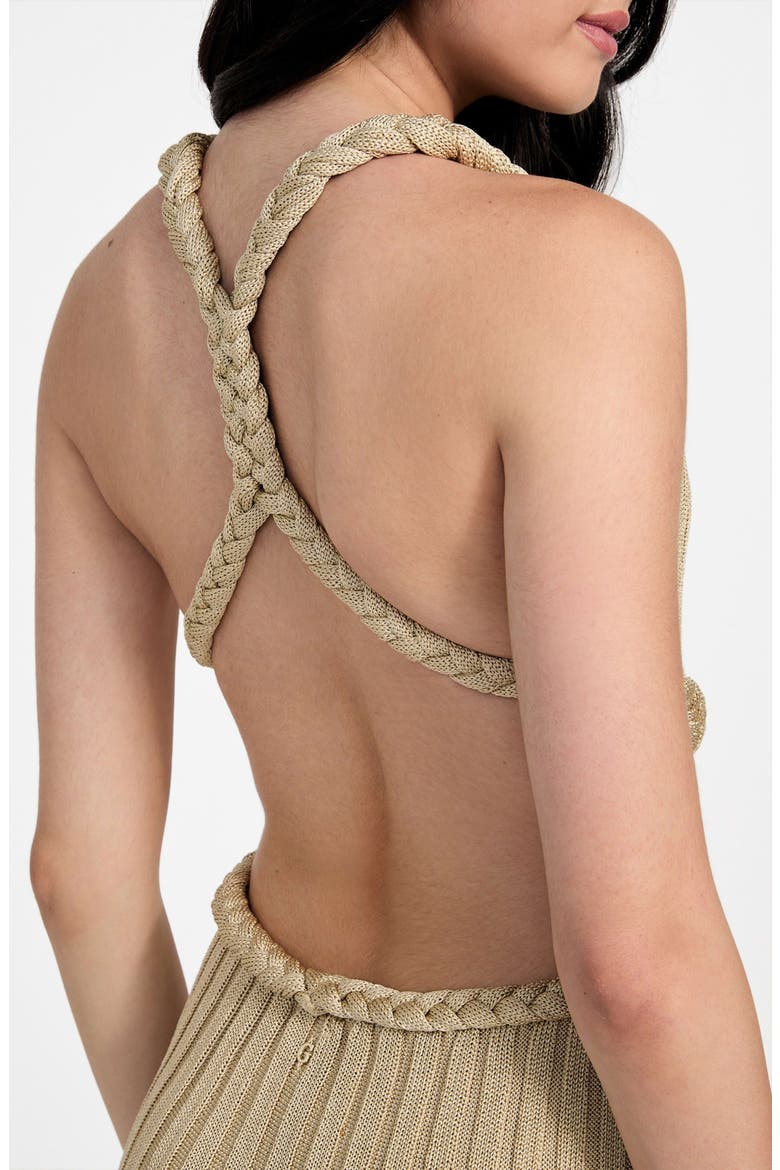 Vanya Rib Braided Trim Cutout Maxi Dress, Alternate, color, NATURAL MULTI