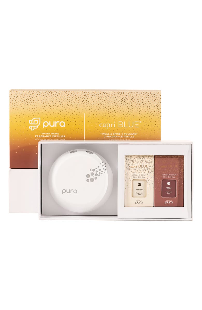 PURA x Capri Blue Volcano & Tinsel & Spice Pura 4 Smart Diffuser & Fragrance Set, Main, color, 