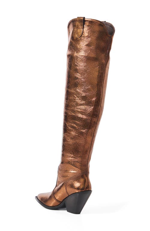 Free People Triple Crown Knee High Boot In Bronze Metallic