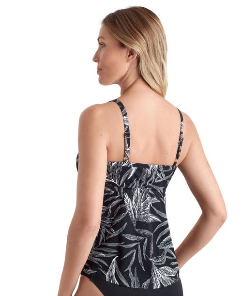 Shapesolver High Low Double Tier Tankini Swimsuit Top In Black