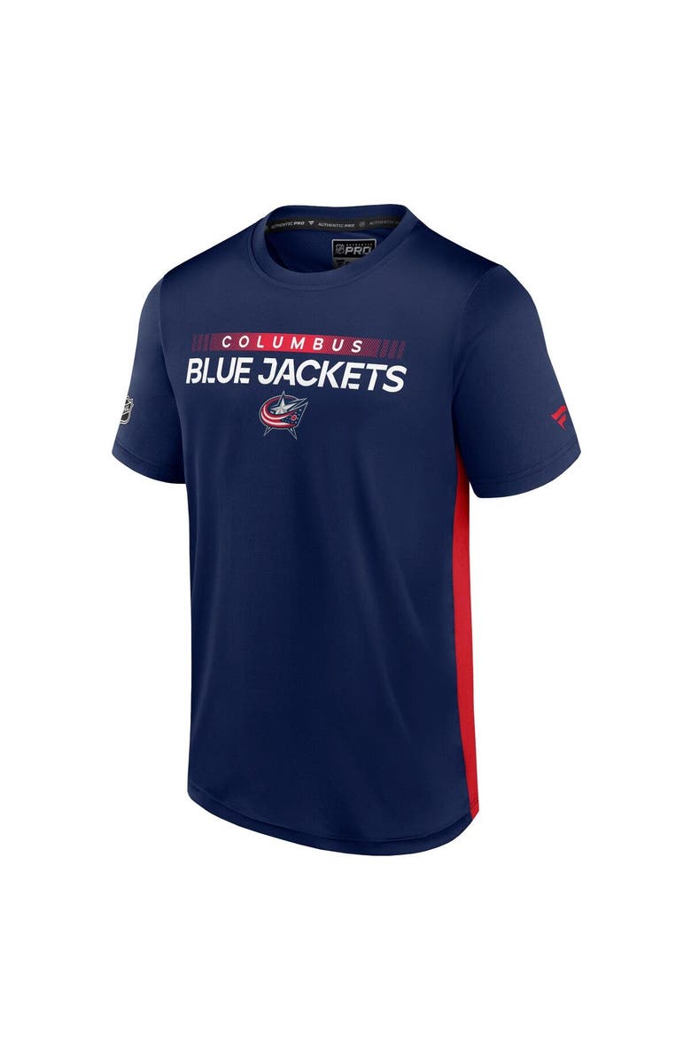 FANATICS Men's Fanatics Branded Navy/Red Columbus Blue Jackets Authentic Pro Rink Tech T-Shirt, Alternate, color, Navy