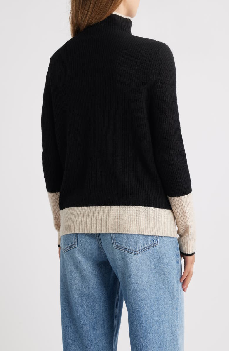 Griffen Contrast Trim Wool & Cashmere Funnel Neck Sweater, Alternate, color, 