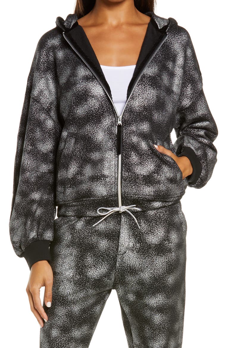 UGG Abbi Zip Up Hoodie, Main, color, BLACK METALLIC