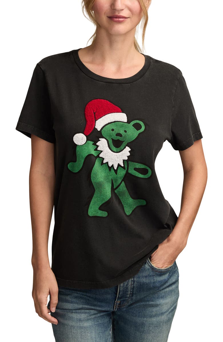 Lucky Brand Grateful Dead Santa Bear Cotton Graphic T-Shirt, Main, color, Jet Black