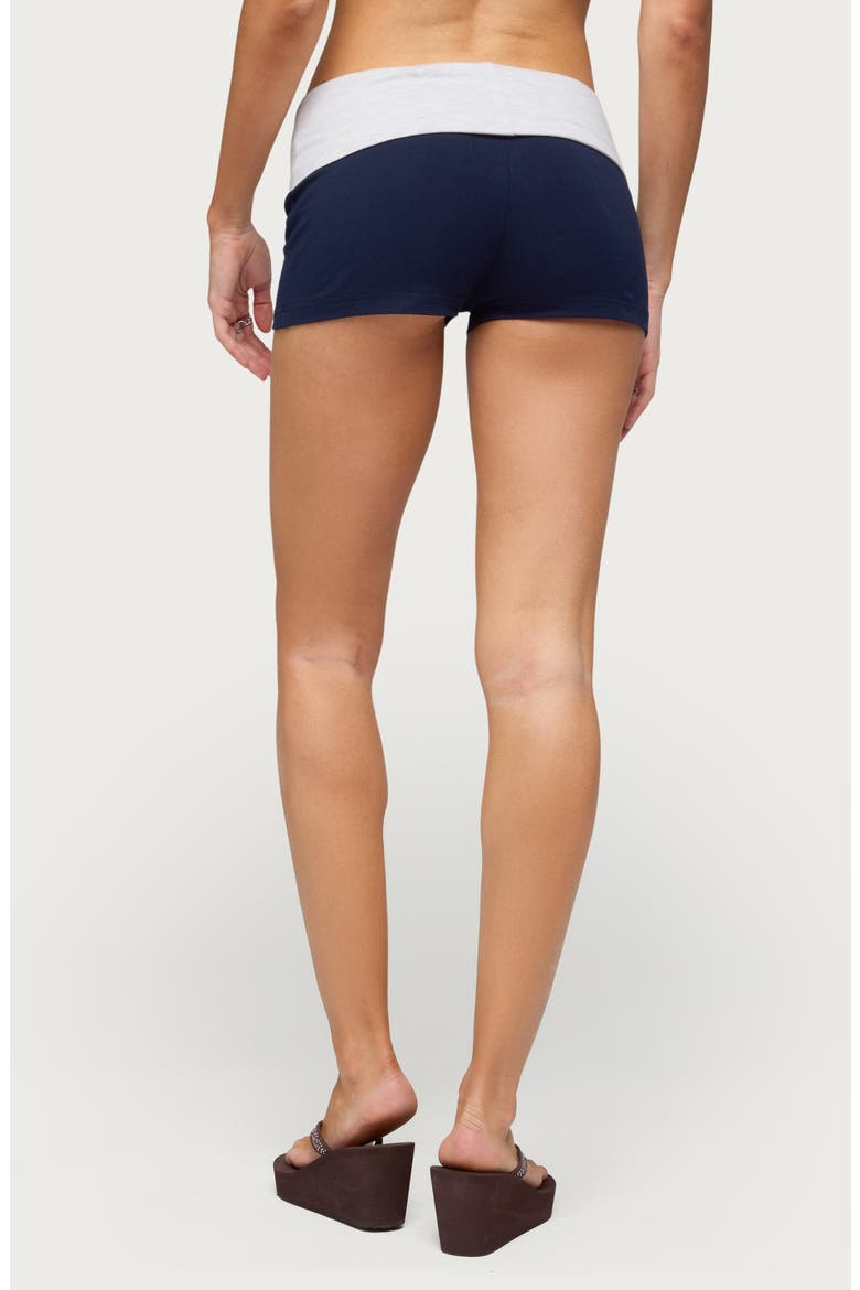 Emmey Contrast Foldover Waistband Shorts, Alternate, color, NAVY-AND-GRAY-MELANGE