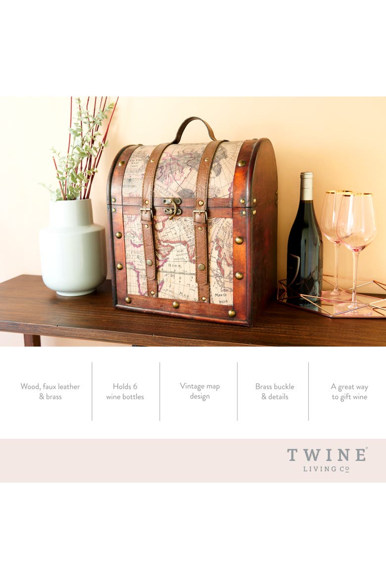 6-Bottle Old World Wooden Wine Box, Alternate, color, Multicolor