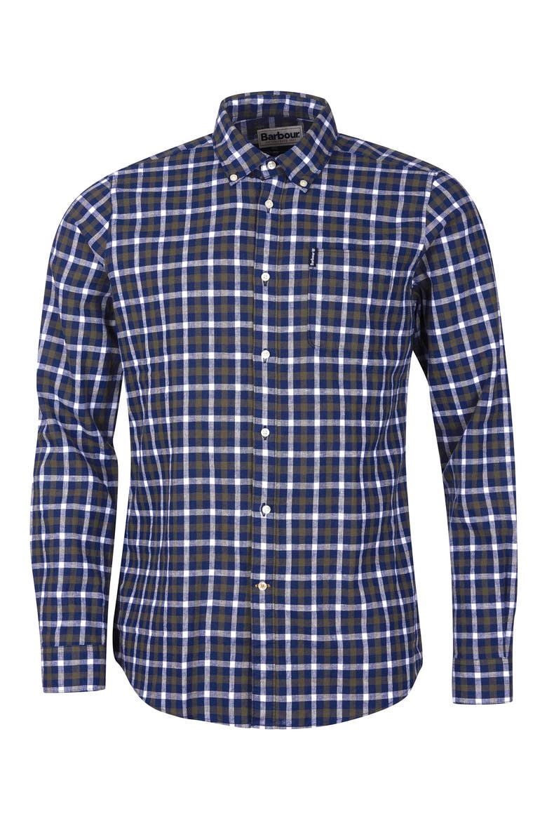 Check Linen & Cotton Button-Down Shirt, Alternate, color, INKY BLUE