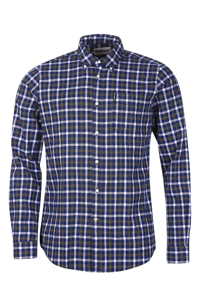 Barbour Check Linen & Cotton Button-Down Shirt, Alternate, color,