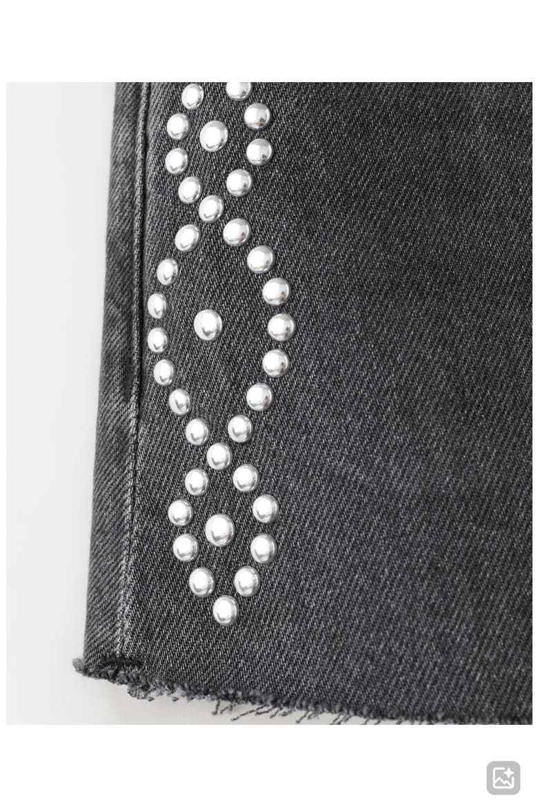 Studded Denim Cutoff Shorts, Alternate, color, BLACK DENIM