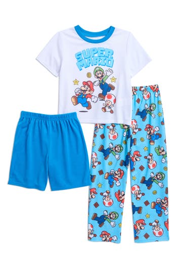 KOMAR KOMAR KIDS' SUPER MARIO THREE-PIECE PAJAMAS