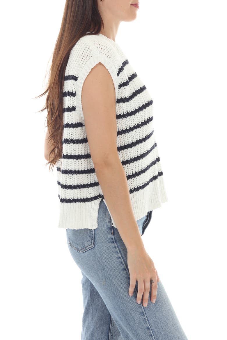 Stripe Sleeveless Knit Top, Alternate, color, WHITE
