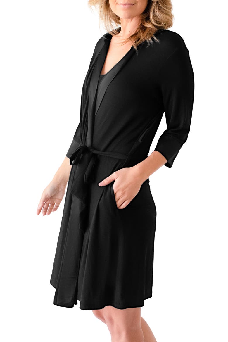 Maternity/Nursing Robe, Alternate, color, BLACK