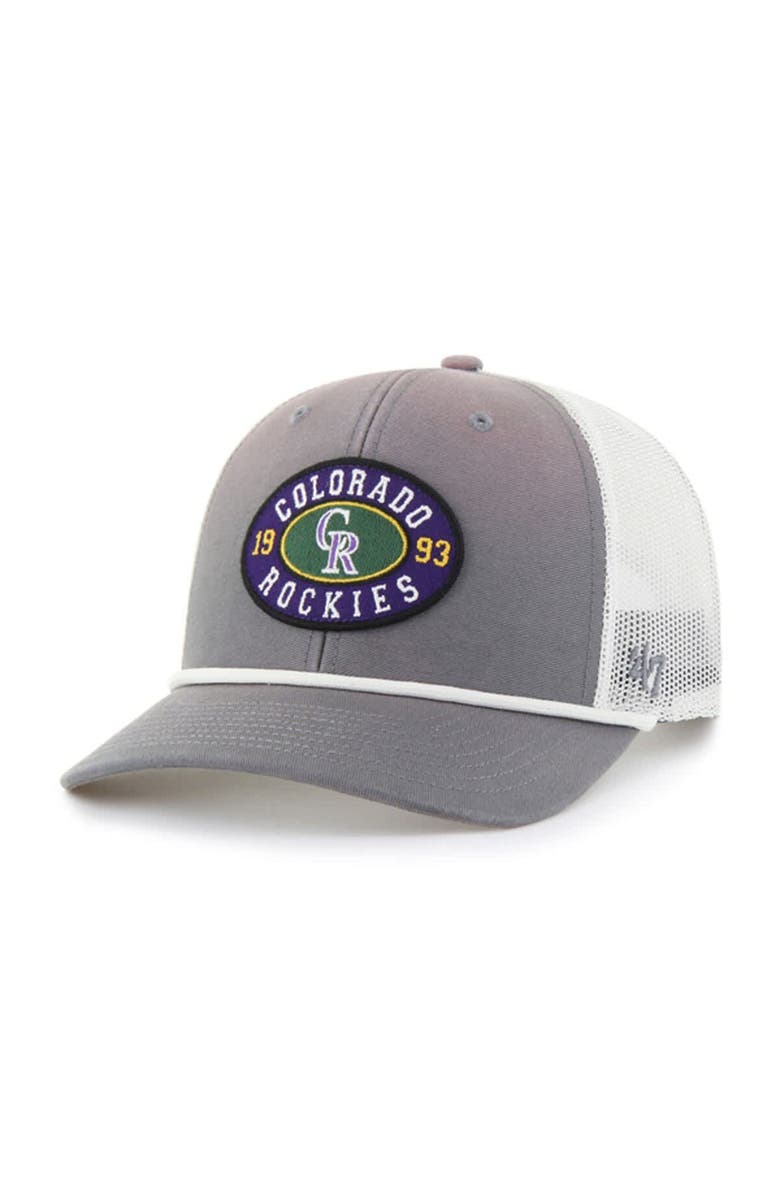 '47 Men's '47 Gray/White Colorado Rockies Tide Sweep Rope Trucker Adjustable Hat, Main, color, Gray