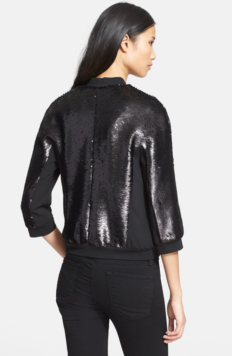 Ted Baker London 'Brosina' Sequin Bomber Jacket, Alternate, color, Black