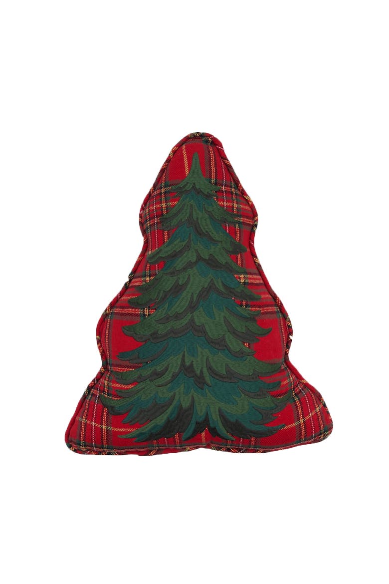 Spruce Tree Christmas Accent Throw Pillow, Main, color, Green