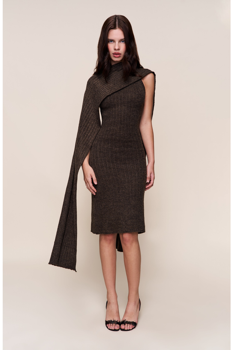 Hooded Knit Dress, Main, color, Dark Olive