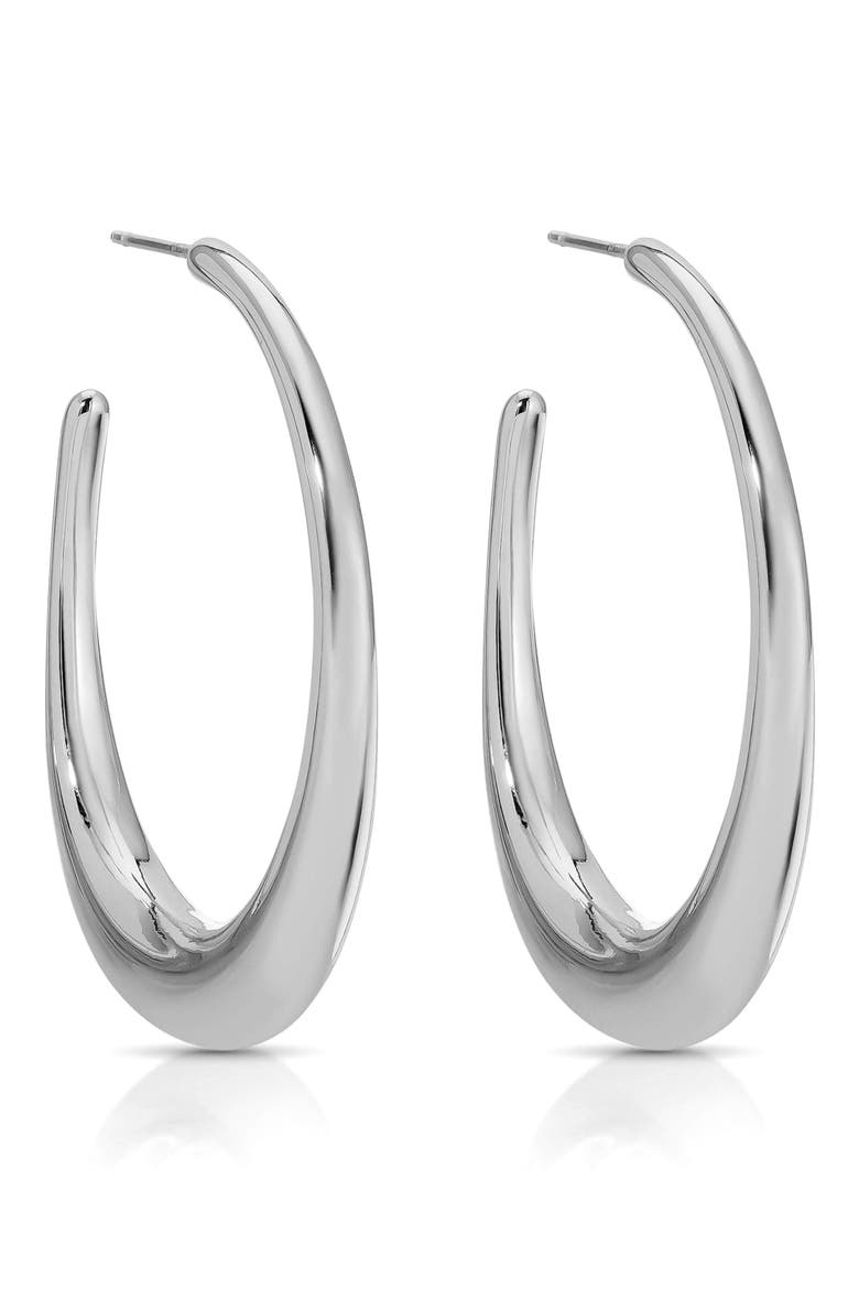 Eclipse Hoop Earrings, Alternate, color, SILVER