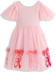 Mini Boden Kids' Appliqué Tulle & Cotton Knit Dress