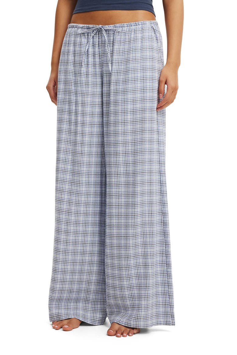 Women's Cloud Soft Wide Leg Flannel Pant, Main, color, Isla Micro Check Daydream