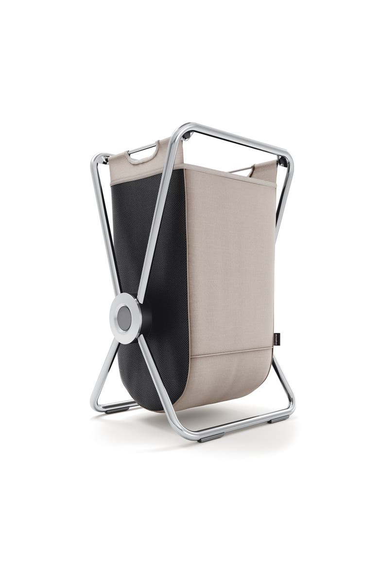 single x-frame laundry hamper with heavy-gauge steel frame, Main, color, Chrome