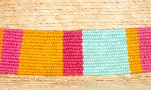 Sunshine Tienda Marta Palm Straw Sun Hat In Pink Multi
