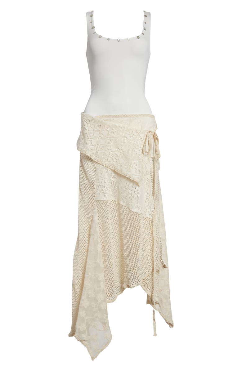 Siedrés Marcela Asymmetric Jersey & Lace Dress, Alternate, color, Ecru