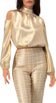 IVONNE Cold-Shoulder Blouse with Back Bow