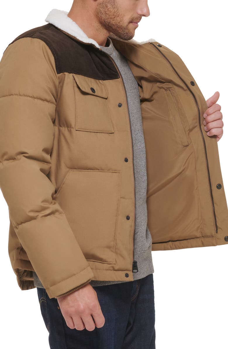 Levi's Woodsman High Pile Fleece Puffer Jacket, Alternate, color, Tan Dark Brown Corduroy Yoke