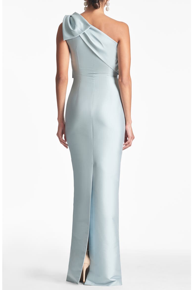 Bonnie Bow One-Shoulder Mikado Gown, Alternate, color, ASH BLUE