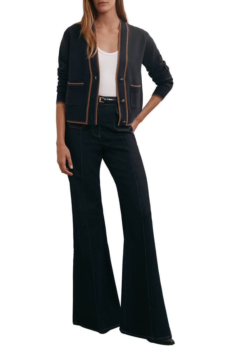 Reiss Louisa Tipped Wool & Cashmere Cardigan, Alternate, color, Navy/ Camel