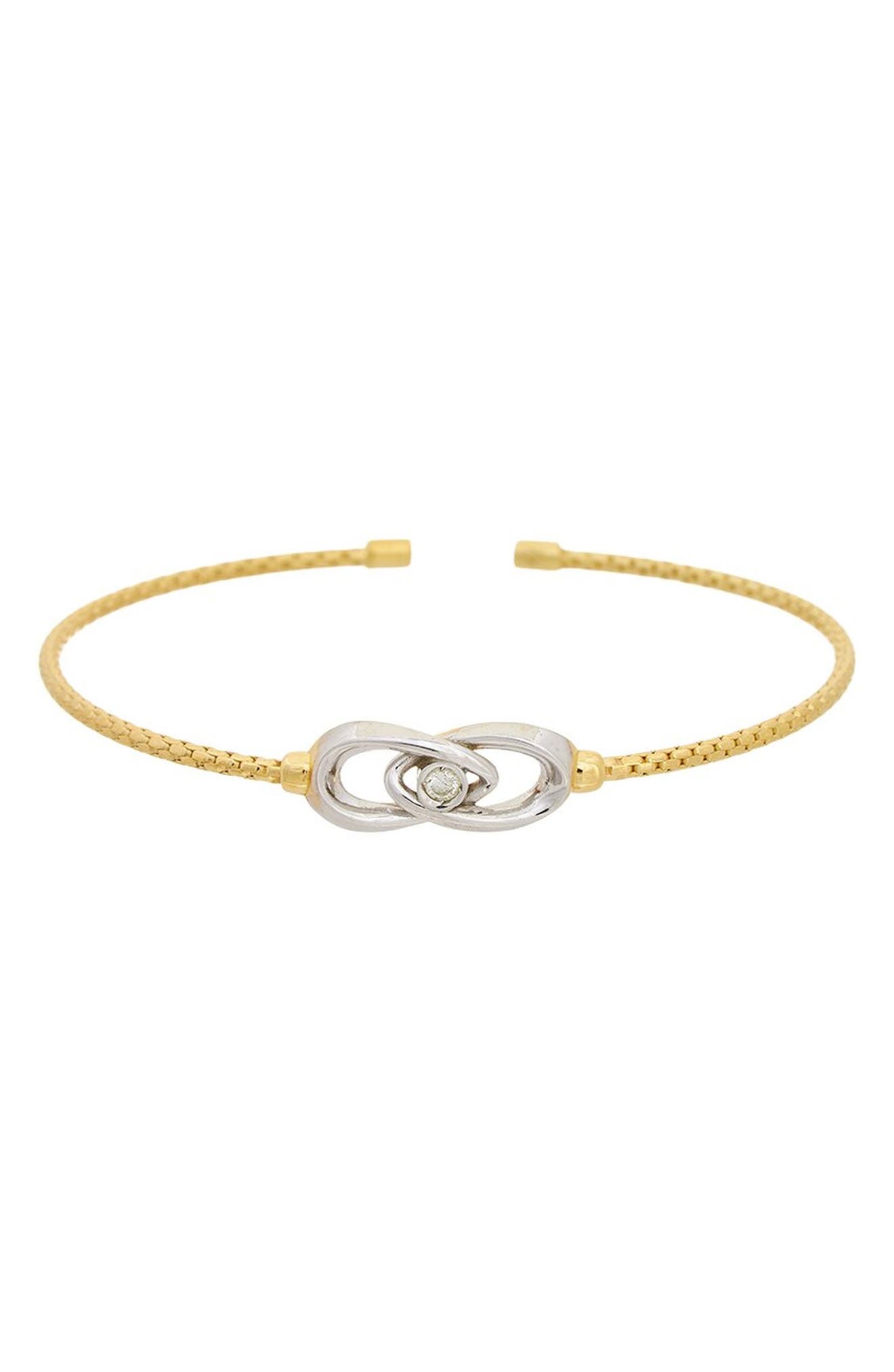 Sterling Silver Diamond Knot Cuff Bangle