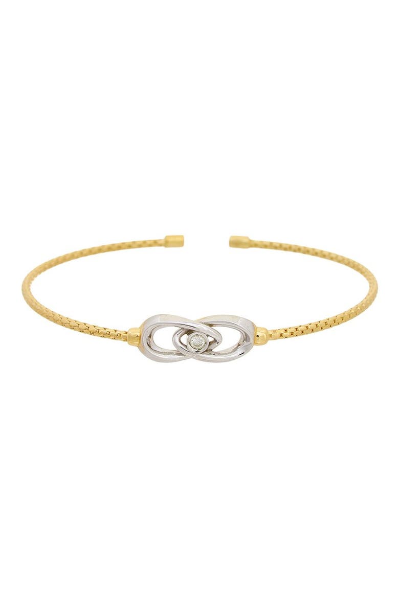 Sterling Silver Diamond Knot Cuff Bangle, Main, color, YELLOW
