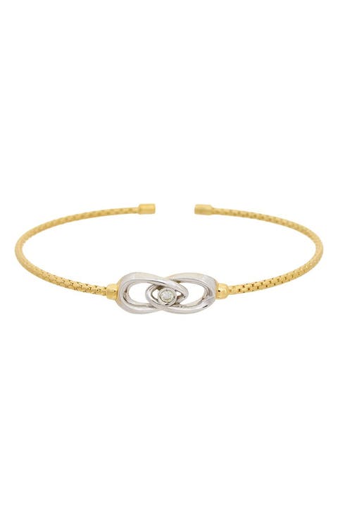 Sterling Silver Diamond Knot Cuff Bangle