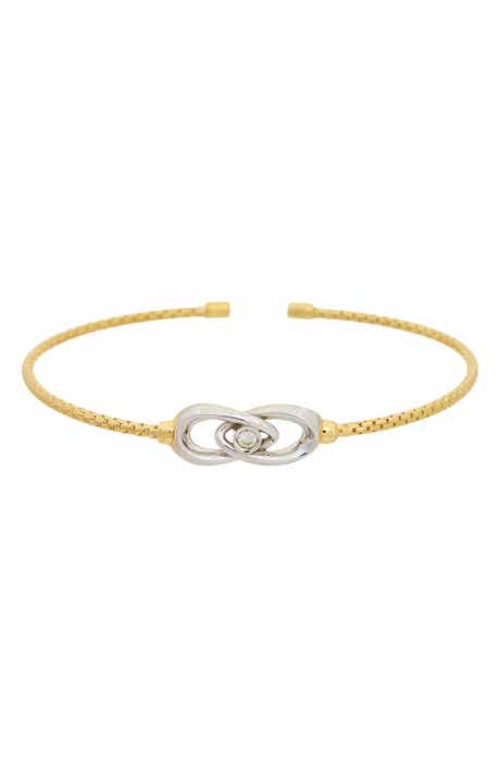 Sterling Silver Diamond Knot Cuff Bangle