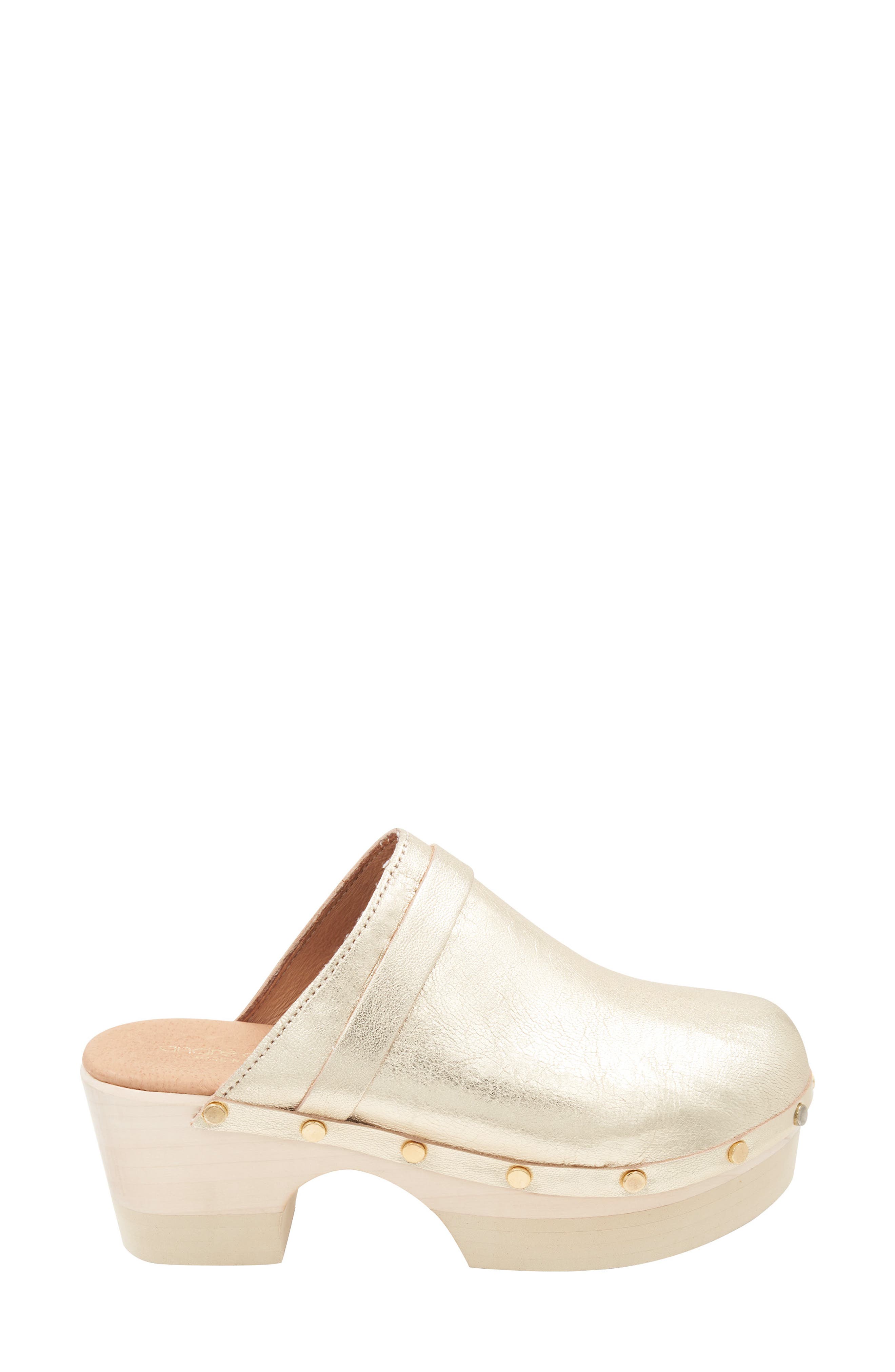 André Assous Olivia Clog, Alternate, color, White/Gold